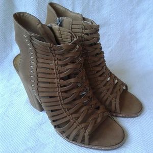 Dolce Vita Tan Leather Sandals Booties Heel